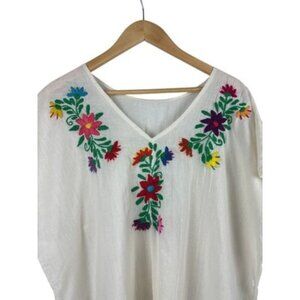 Vintage Mexican Embroidered Poncho Top
